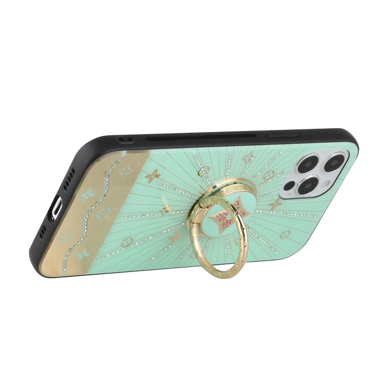 For Apple iPhone 11 (XI6.1) SPLENDID Diamond Glitter Ornaments Engraving Case Cover - Harmony Rays Teal