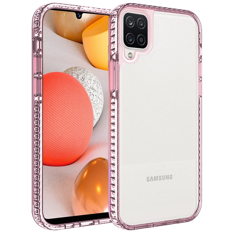 For Samsung A42 5G Thick Diamond Design Edged Colorful Buttons Hybrid Case Cover - Rose Gold/Pink