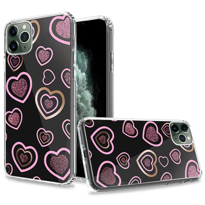 For Apple iPhone 11 Pro MAX (XI6.5) Trendy Fashion Design Hybrid Case Cover - Hearts