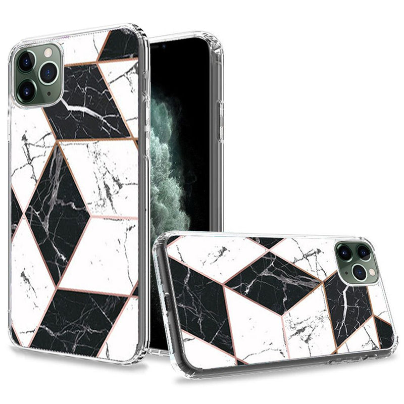 For Apple iPhone 11 Pro MAX (XI6.5) Trendy Fashion Design Hybrid Case Cover - Marble