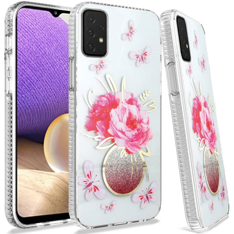 For Samsung A32 5G Trendy Fashion Design Hybrid Case Cover - Ecstatic Butterfly Perfume