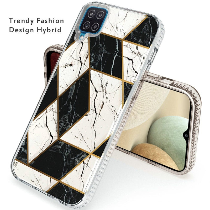 For Samsung A12 Trendy Fashion Design Hybrid Case Cover - Marble