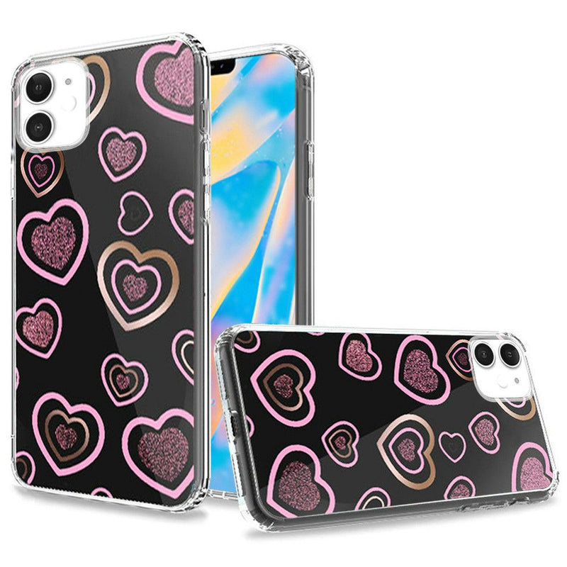 For iPhone 12 Mini 5.4 Trendy Fashion Design Hybrid Case Cover - Hearts