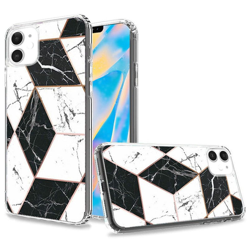 For iPhone 12 Mini 5.4 Trendy Fashion Design Hybrid Case Cover - Marble