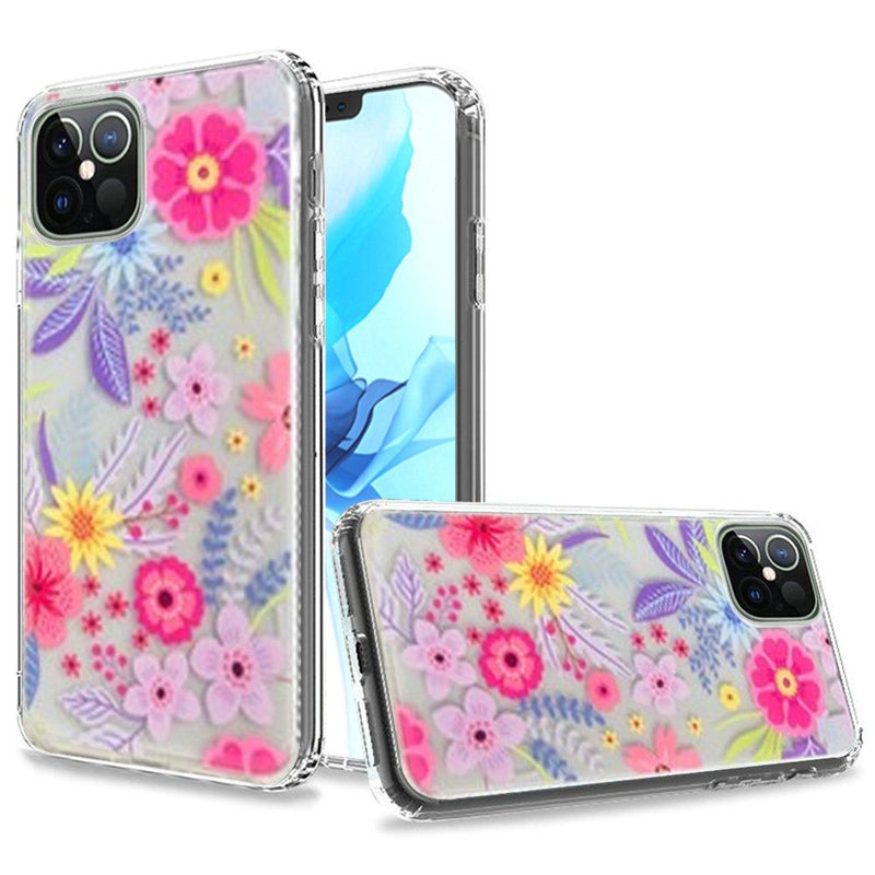For iPhone 12/Pro (6.1 Only) Trendy Fashion Design Hybrid Case Cover - Happy Garden