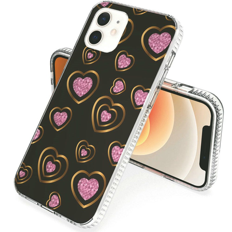 For iPhone 12 Pro Max 6.7 Trendy Fashion Design Hybrid Case Cover - Hearts