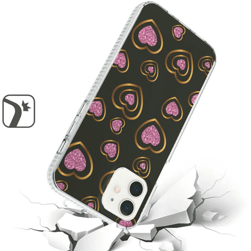 For iPhone 12 Mini 5.4 Trendy Fashion Design Hybrid Case Cover - Hearts