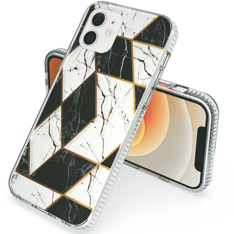 For iPhone 12/Pro (6.1 Only) Trendy Fashion Design Hybrid Case Cover - Marble