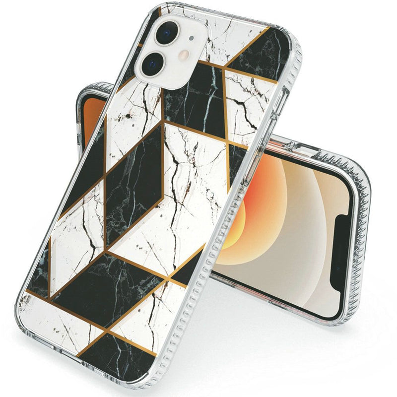 For iPhone 12 Mini 5.4 Trendy Fashion Design Hybrid Case Cover - Marble