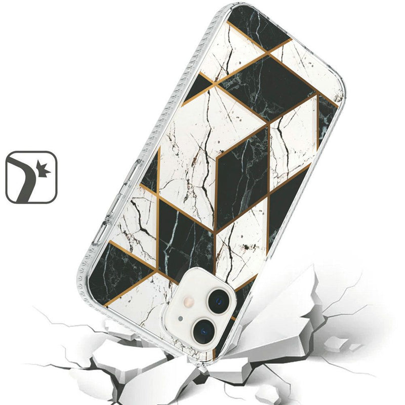 For iPhone 12 Mini 5.4 Trendy Fashion Design Hybrid Case Cover - Marble