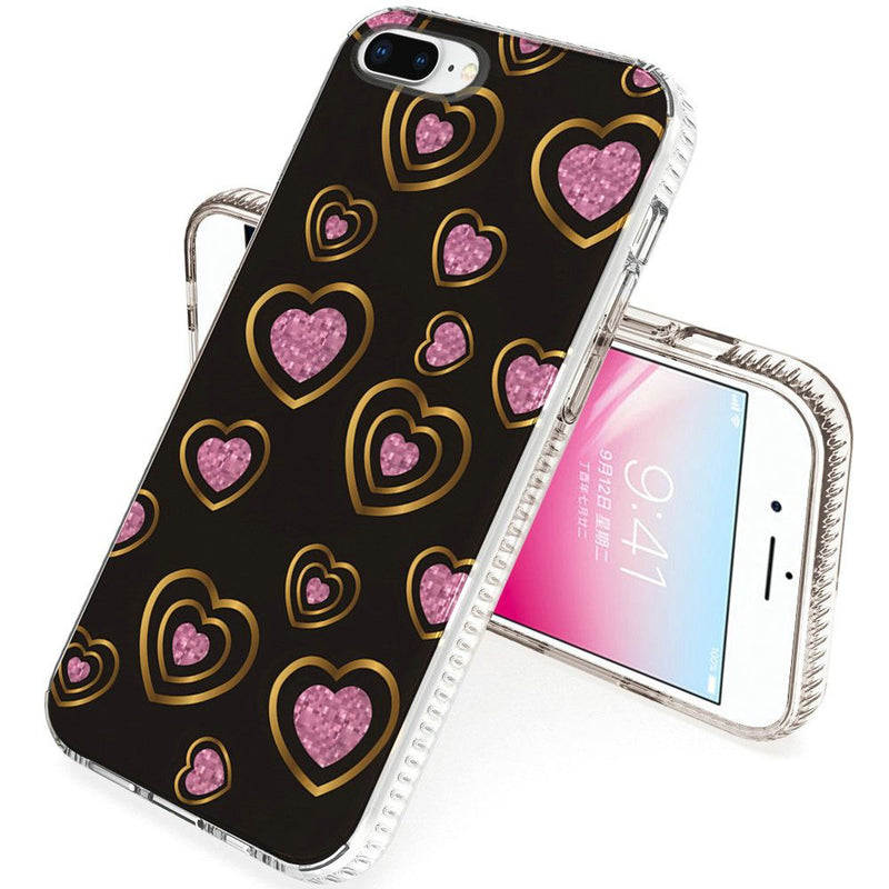 For Apple iPhone 8 Plus/7 Plus/6 Plus Trendy Fashion Design Hybrid Case Cover - Hearts