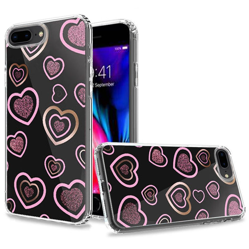 For Apple iPhone 8 Plus/7 Plus/6 Plus Trendy Fashion Design Hybrid Case Cover - Hearts