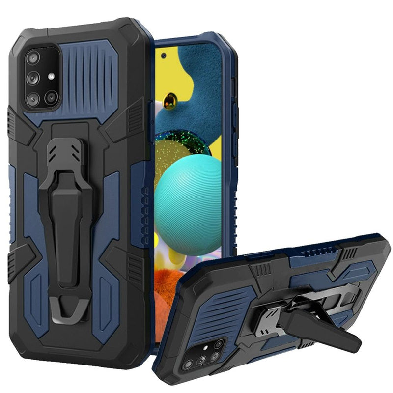For Samsung Galaxy A51 5G Travel Kickstand Clip Hybrid Case Cover - Navy Blue