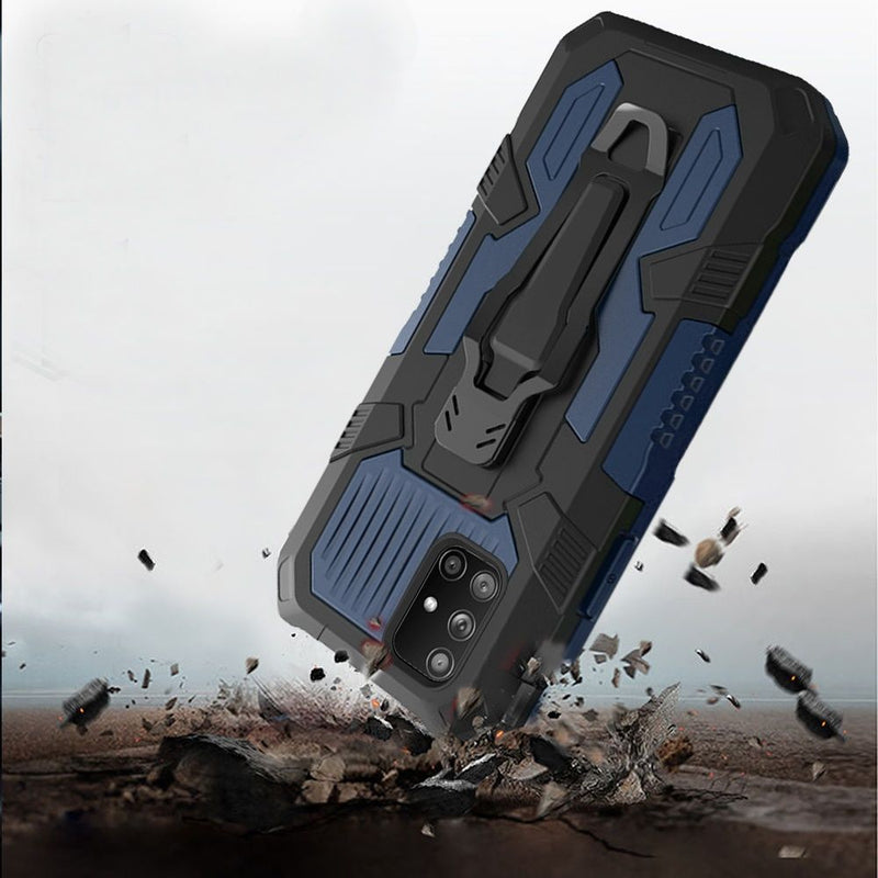 For Samsung Galaxy A51 5G Travel Kickstand Clip Hybrid Case Cover - Navy Blue