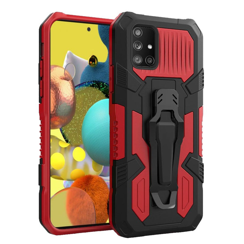 For Samsung Galaxy A51 5G Travel Kickstand Clip Hybrid Case Cover - Red