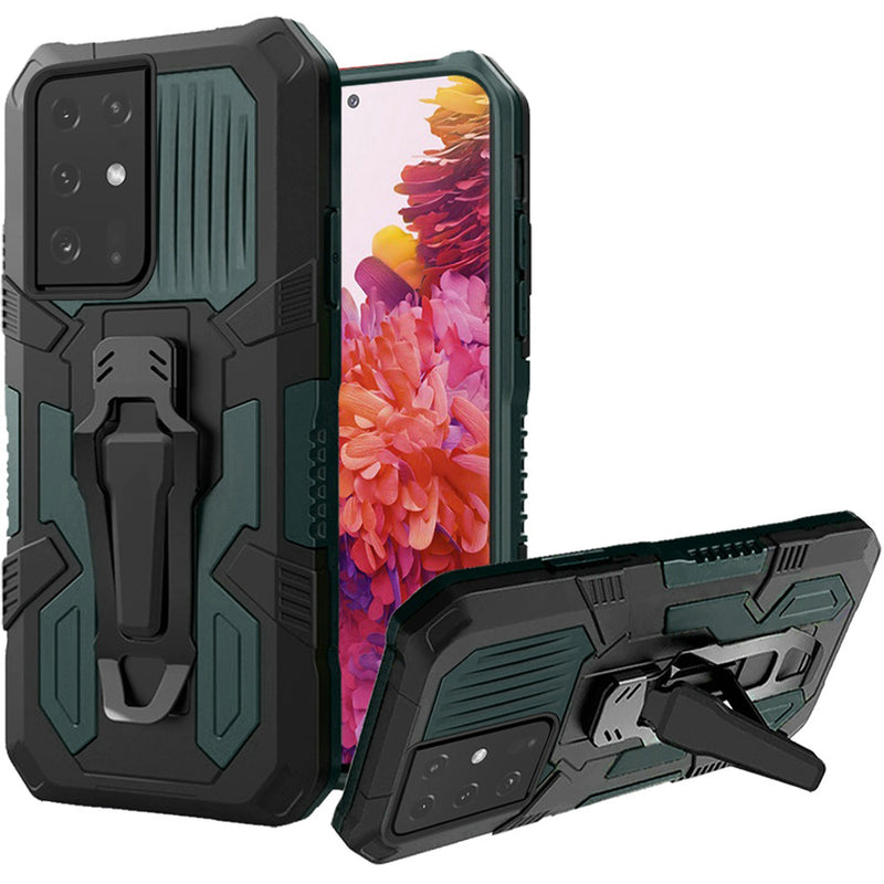 For Samsung Galaxy s21 Plus, s30 Plus Travel Kickstand Clip Hybrid Case Cover - Midnight Green