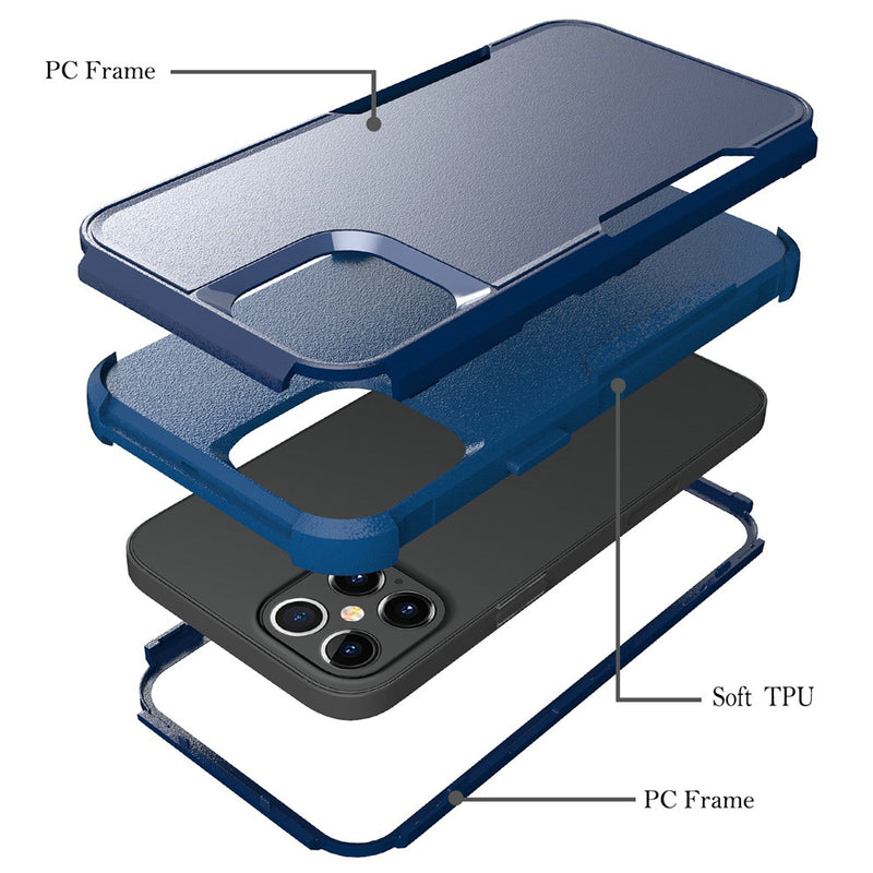 For iPhone 13 Pro Max Tuff Anti-Slip Hybrid Case Cover - Navy Blue