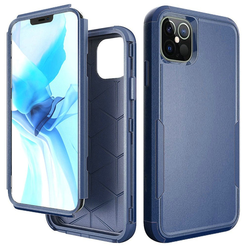 For iPhone 12 Pro Max 6.7 Tough Anti-Slip Hybrid Case Cover - Navy Blue