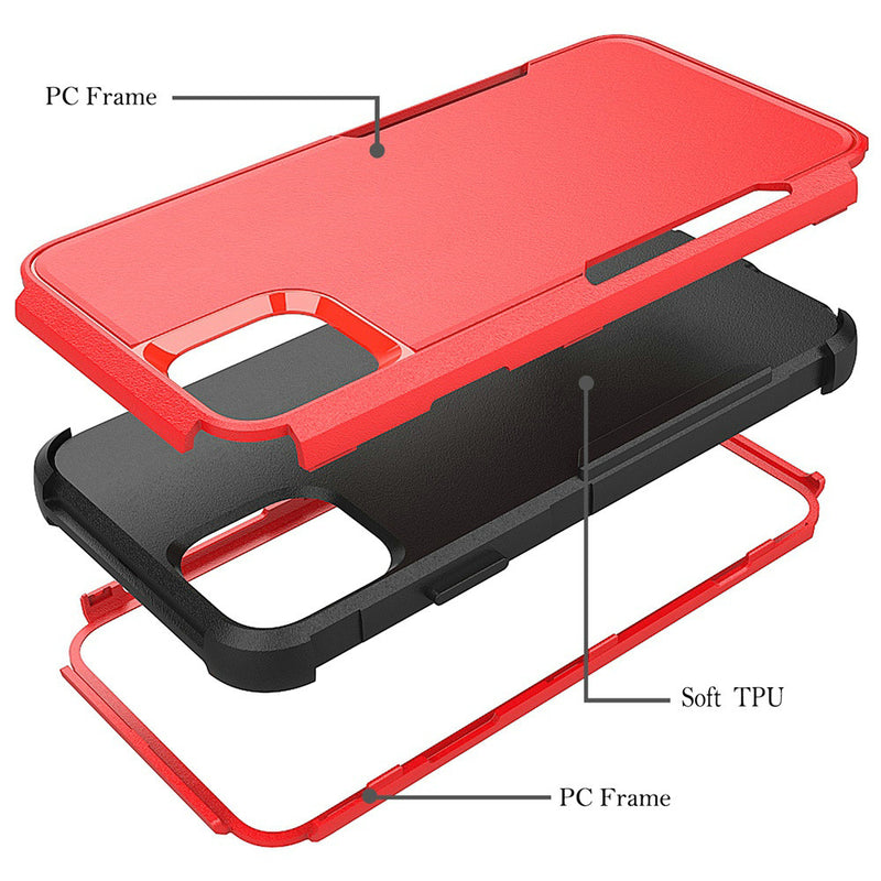 For iPhone 13 Pro Max Tuff Anti-Slip Hybrid Case Cover - Red