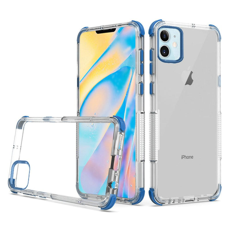 For iPhone 12 Mini 5.4 Ultra Bumper Transparent Hybrid Case Cover - Clear/Blue