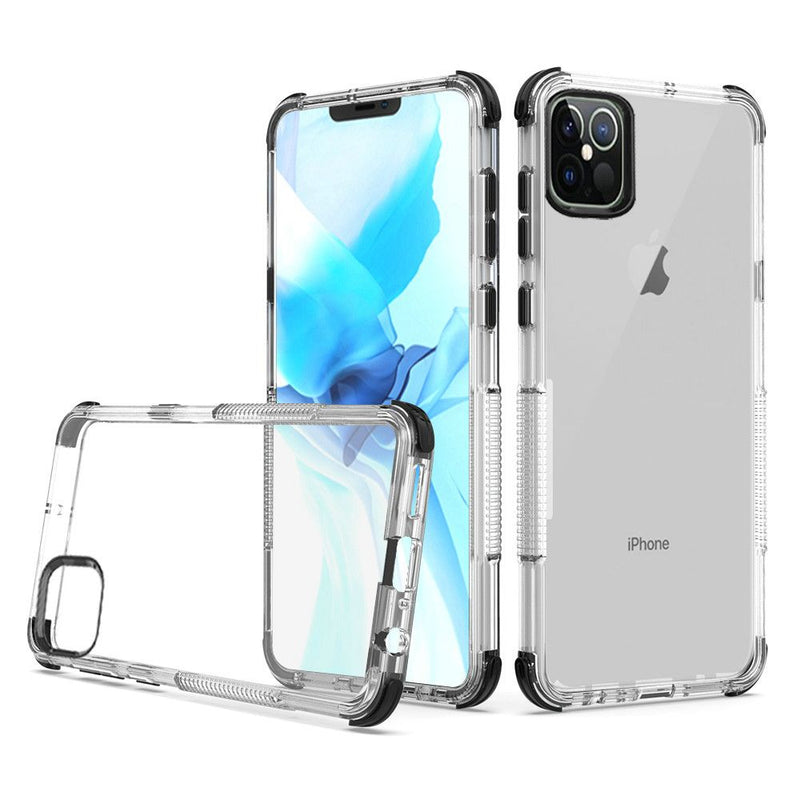 For iPhone 12 Pro Max 6.7 Ultra Bumper Transparent Hybrid Case Cover - Clear/Black