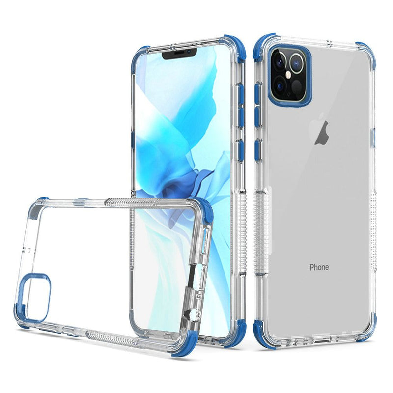 For iPhone 12 Pro Max 6.7 Ultra Bumper Transparent Hybrid Case Cover - Clear/Blue