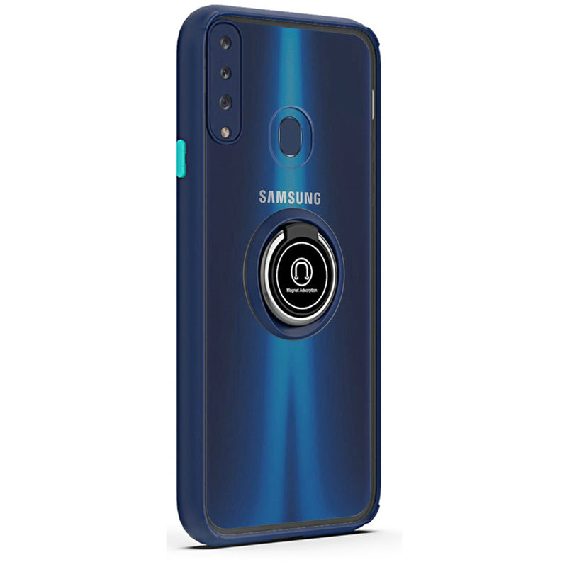 For Samsung A02s Magnetic RingStand Case Cover - Dark Blue