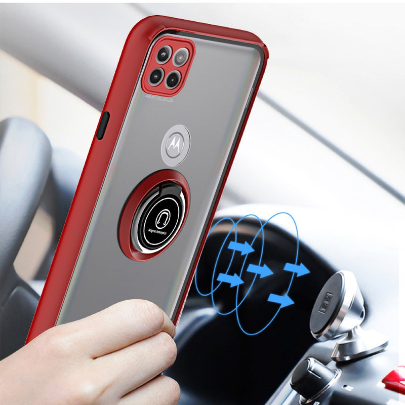 For Motorola Moto One 5G Ace Magnetic RingStand Case Cover - Red