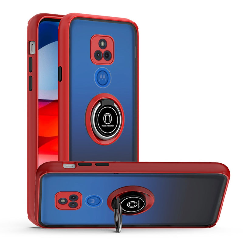 For Motorola Moto G Play 2021 Magnetic RingStand Case Cover - Red