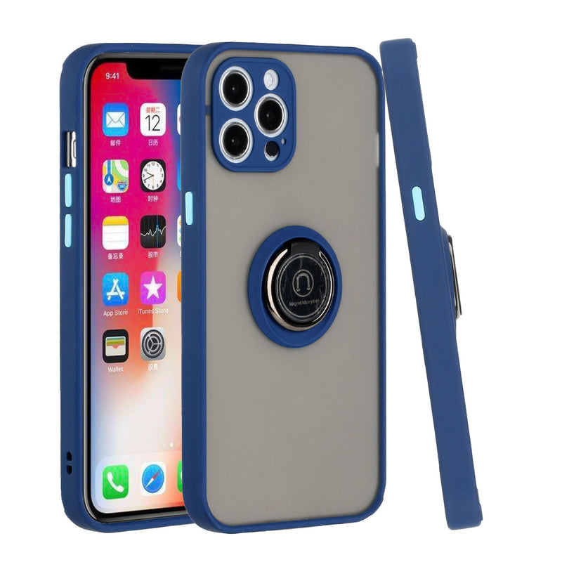 For iPhone 12 Pro Max 6.7 Magnetic RingStand Case Cover - Dark Blue