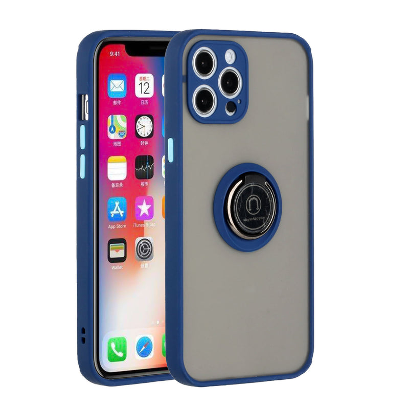 For iPhone 12 Pro Max 6.7 Magnetic RingStand Case Cover - Dark Blue