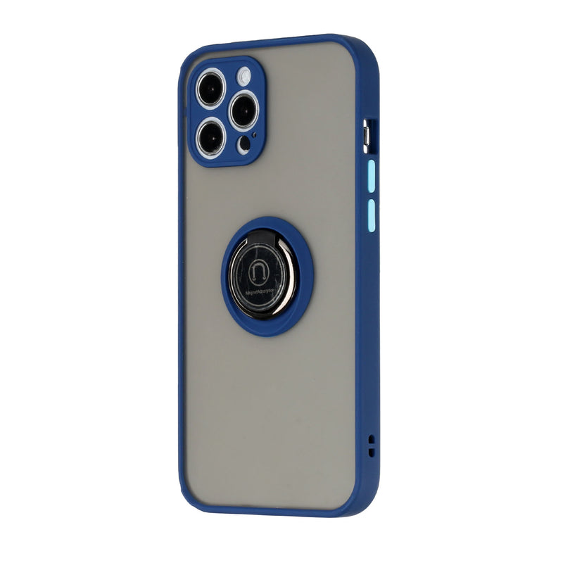 For iPhone 12 Pro Max 6.7 Magnetic RingStand Case Cover - Dark Blue