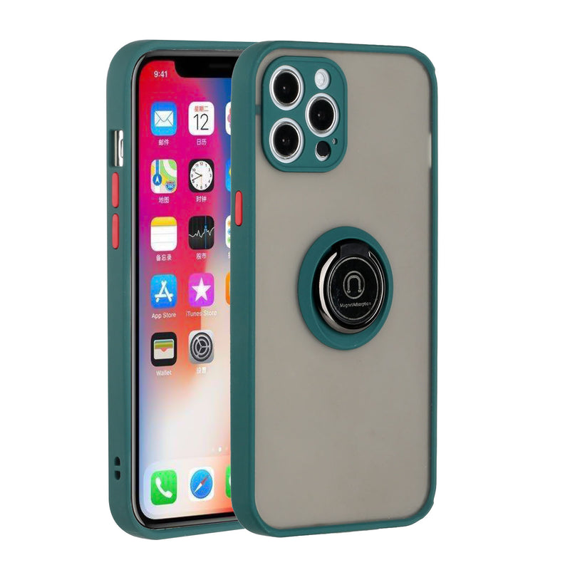 For iPhone 12 Pro Max 6.7 Magnetic RingStand Case Cover - Midnight Green