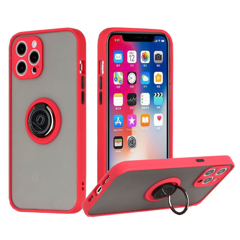 For iPhone 12 Pro Max 6.7 Magnetic RingStand Case Cover - Red