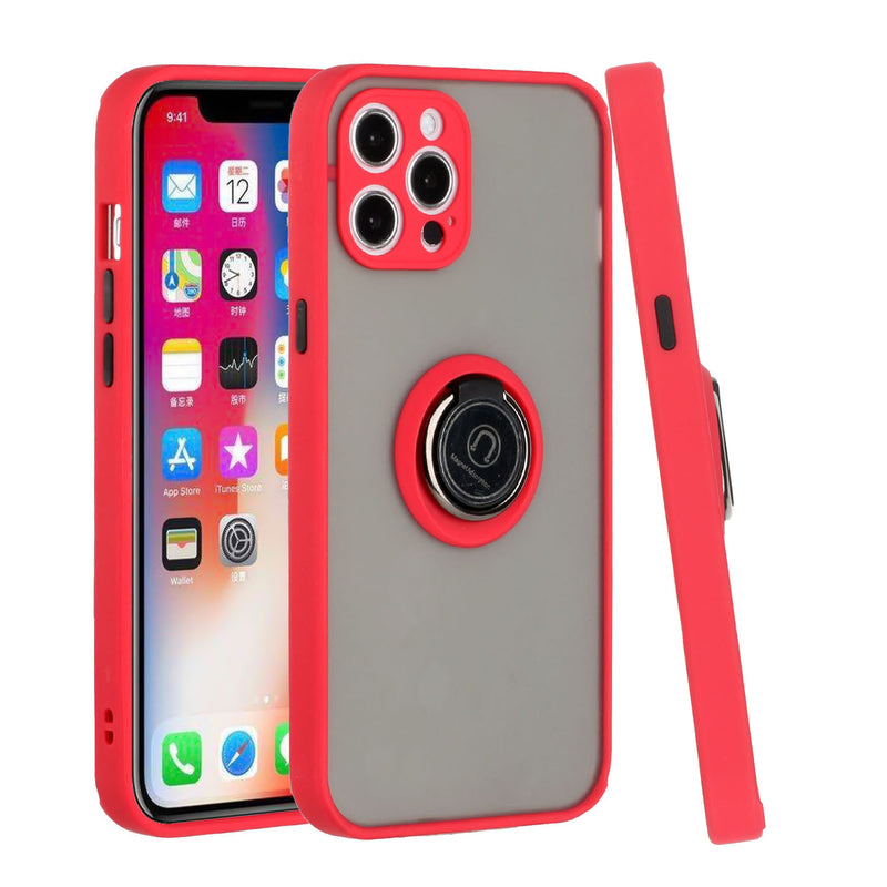 For iPhone 12/Pro (6.1 Only) Magnetic RingStand Case Cover - Red