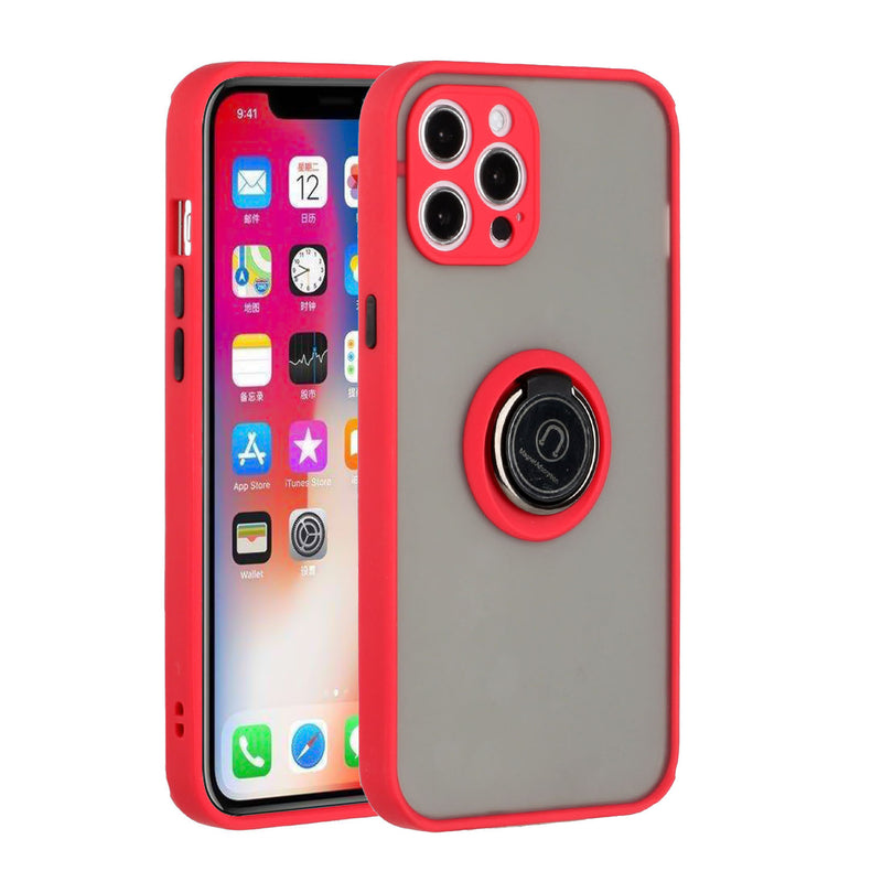 For iPhone 12 Pro Max 6.7 Magnetic RingStand Case Cover - Red