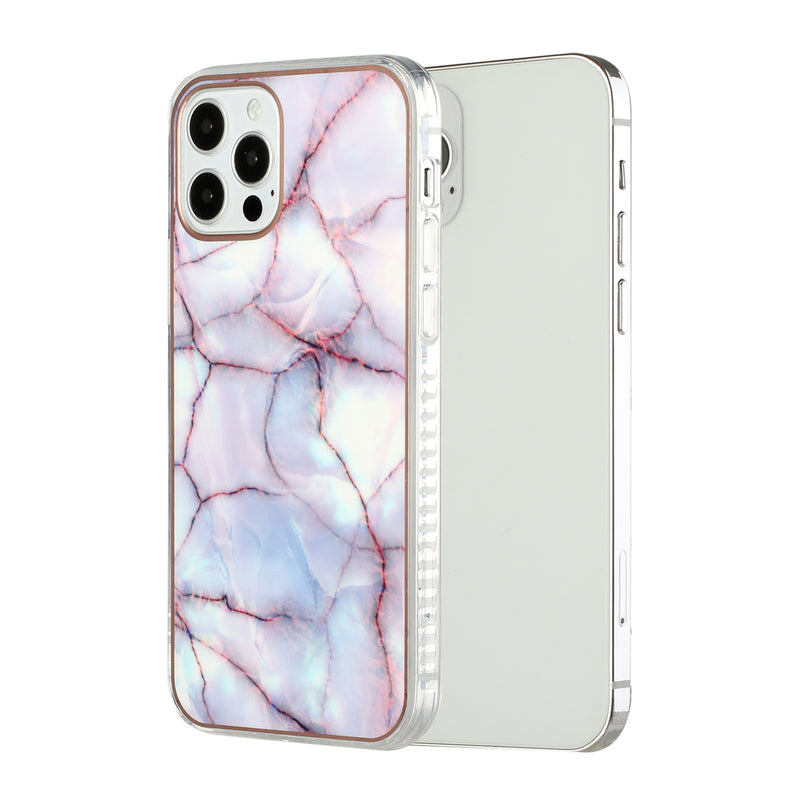 For iPhone 12 Pro Max 6.7 Universe Marble Electroplated Edged ShockProof Design Case Cover - C