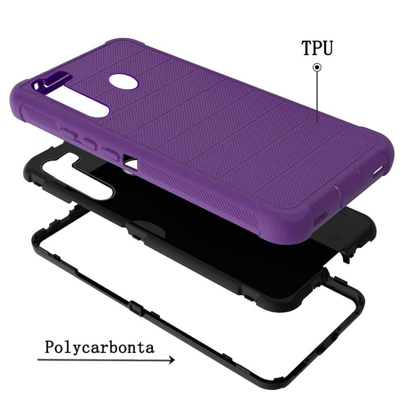 For Samsung Galaxy A21 Ultimate Dual-Layer Hybrid Case Cover - Dark Purple