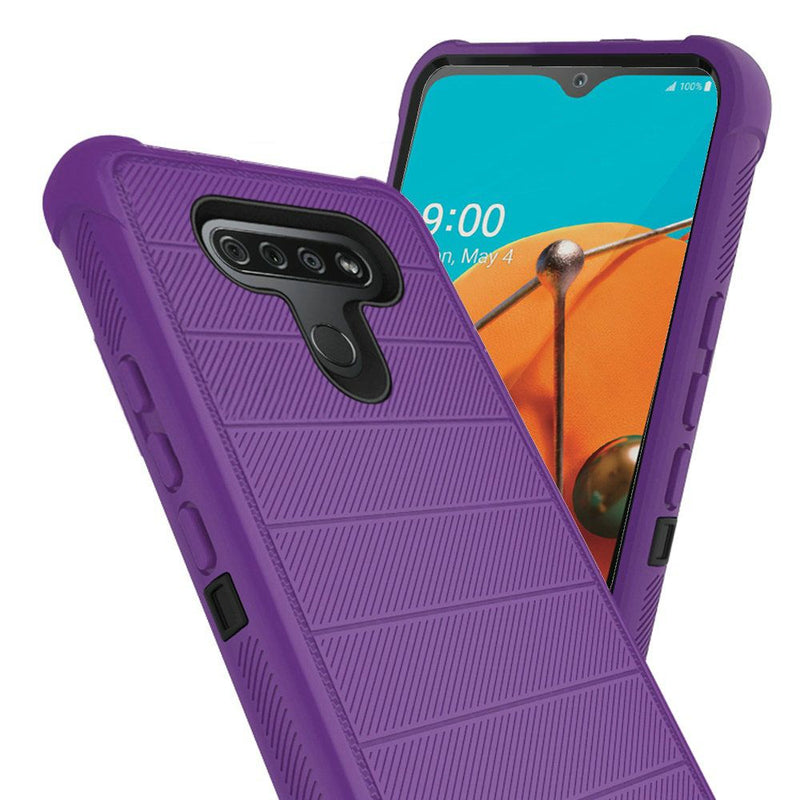 For LG K51 Ultimate Dual-Layer Hybrid Case Cover - Dark Purple