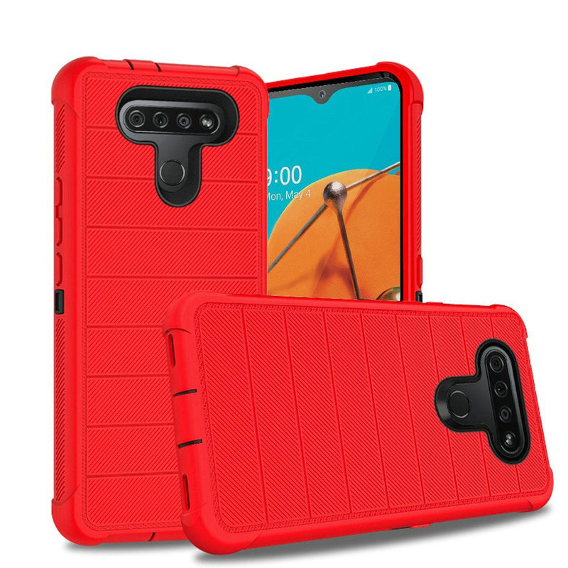 For LG K51 Ultimate Dual-Layer Hybrid Case Cover - Red