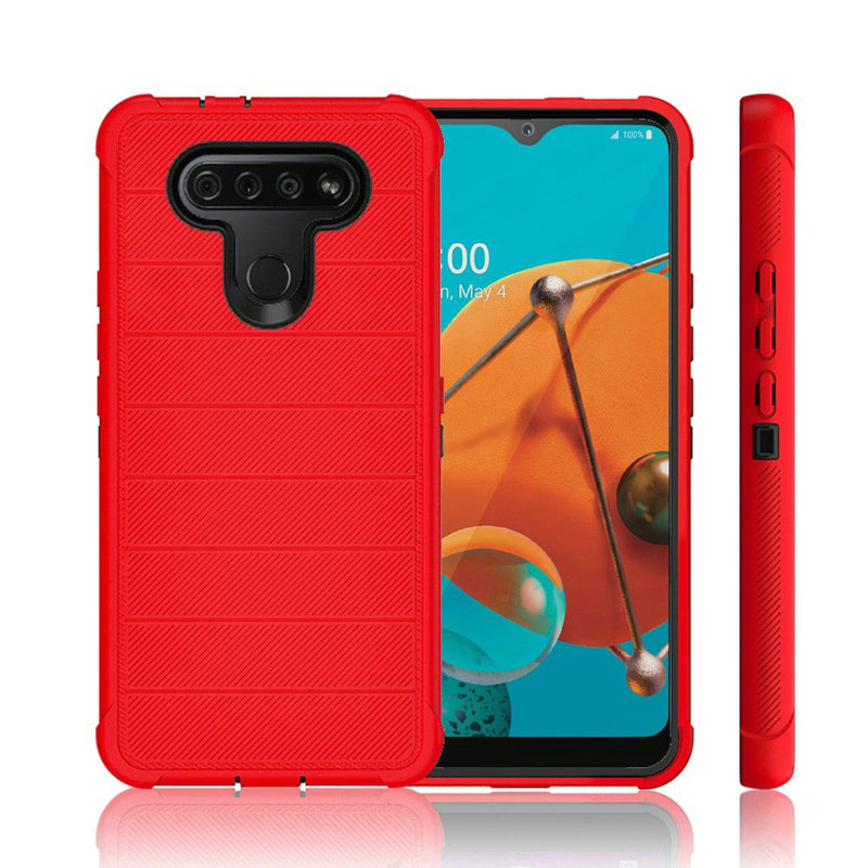 For LG K51 Ultimate Dual-Layer Hybrid Case Cover - Red