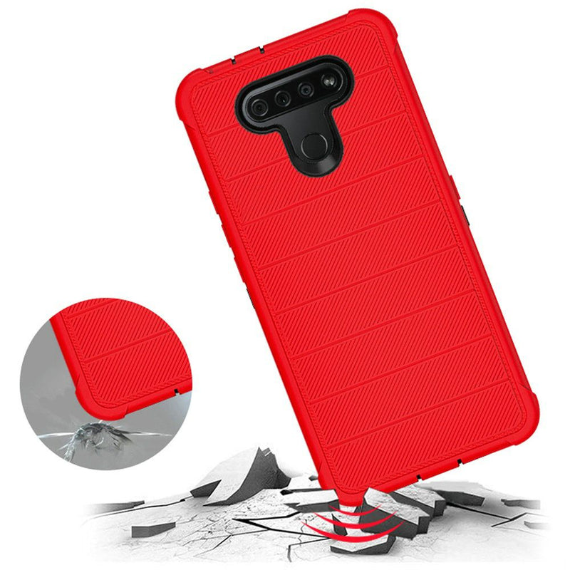 For LG K51 Ultimate Dual-Layer Hybrid Case Cover - Red