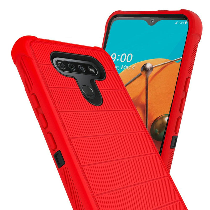 For LG K51 Ultimate Dual-Layer Hybrid Case Cover - Red