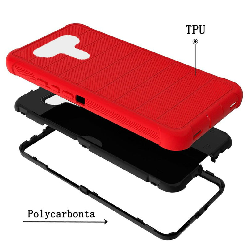 For LG K51 Ultimate Dual-Layer Hybrid Case Cover - Red