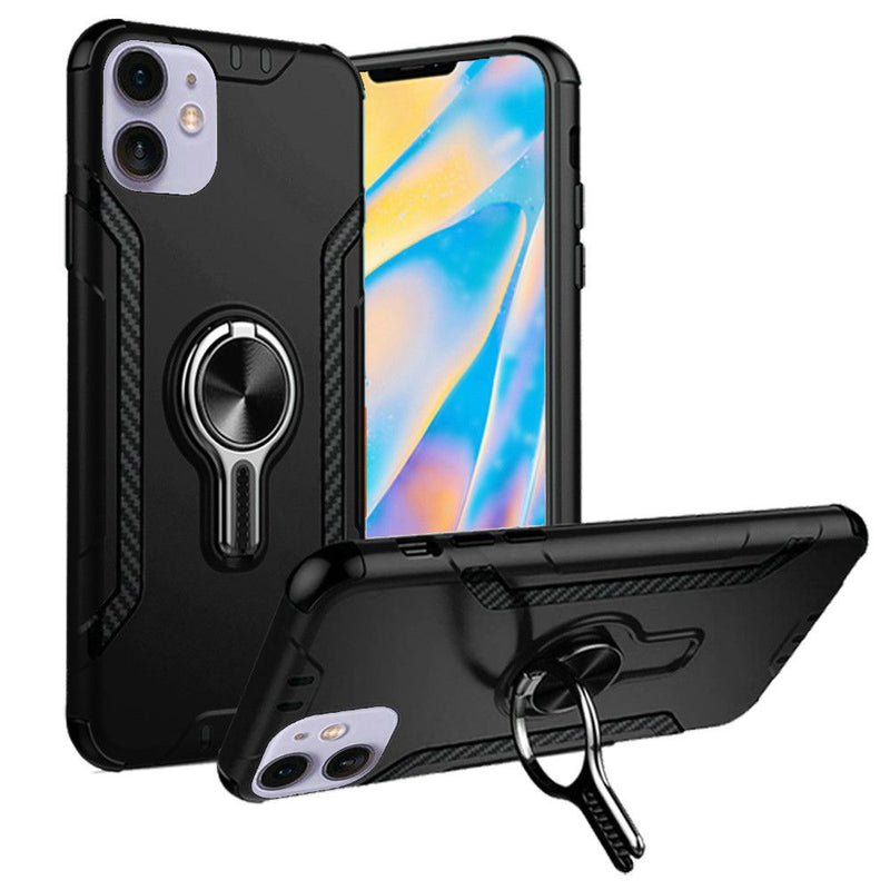 For iPhone 12 Mini 5.4 CarVent Magnetic RingStand Hybrid Case Cover - Black