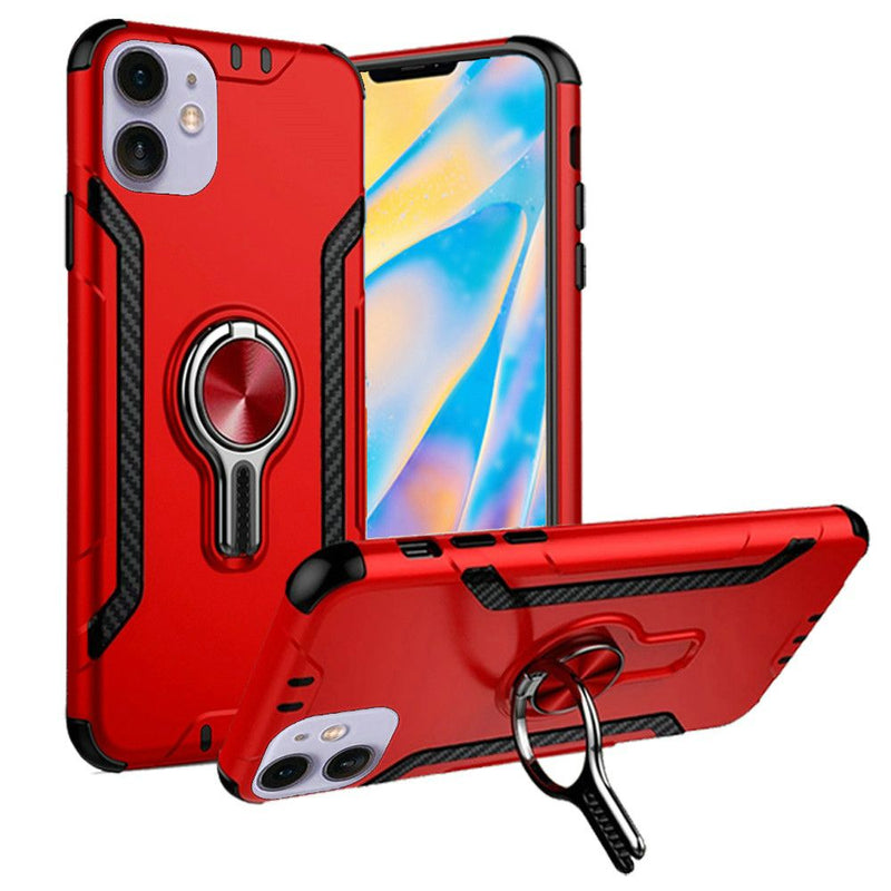 For iPhone 12 Mini 5.4 CarVent Magnetic RingStand Hybrid Case Cover - Red