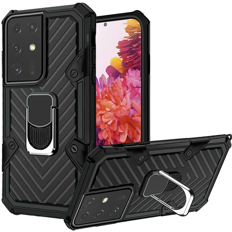 For Samsung s21 Ultra, s30 Ultra Victory Magnetic RingStand Case Cover - Black