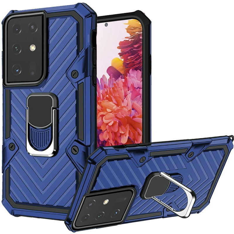 For Samsung s21 Ultra, s30 Ultra Victory Magnetic RingStand Case Cover - Dark Blue