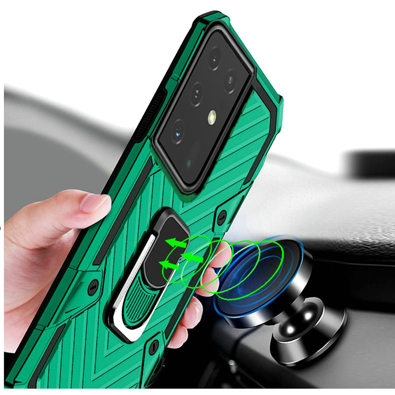 For Samsung s21 Ultra, s30 Ultra Victory Magnetic RingStand Case Cover - Dark Green