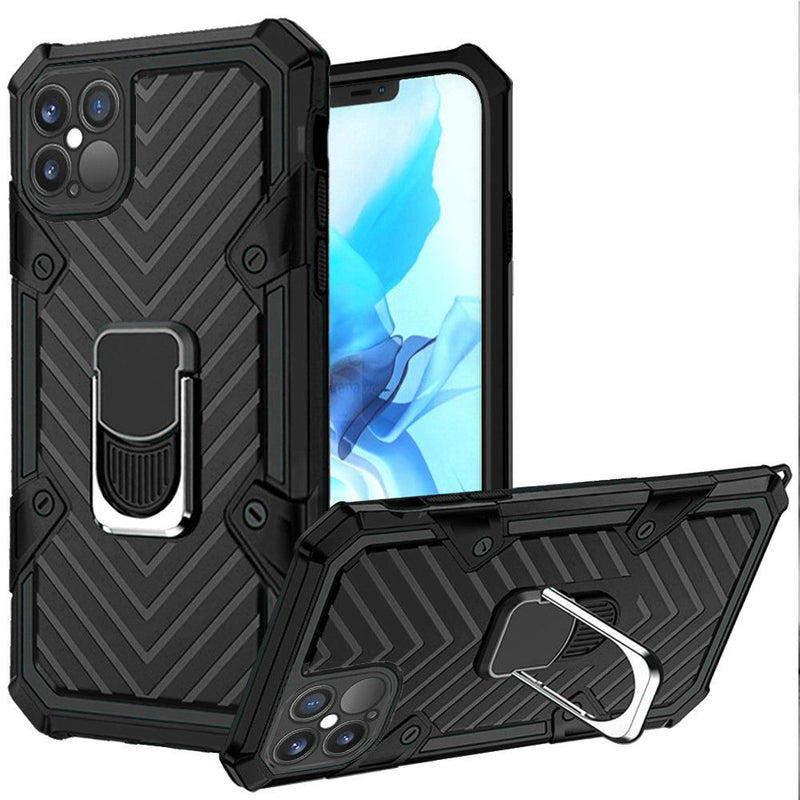 For iPhone 12 Pro Max 6.7 Victory Magnetic RingStand Case Cover - Black